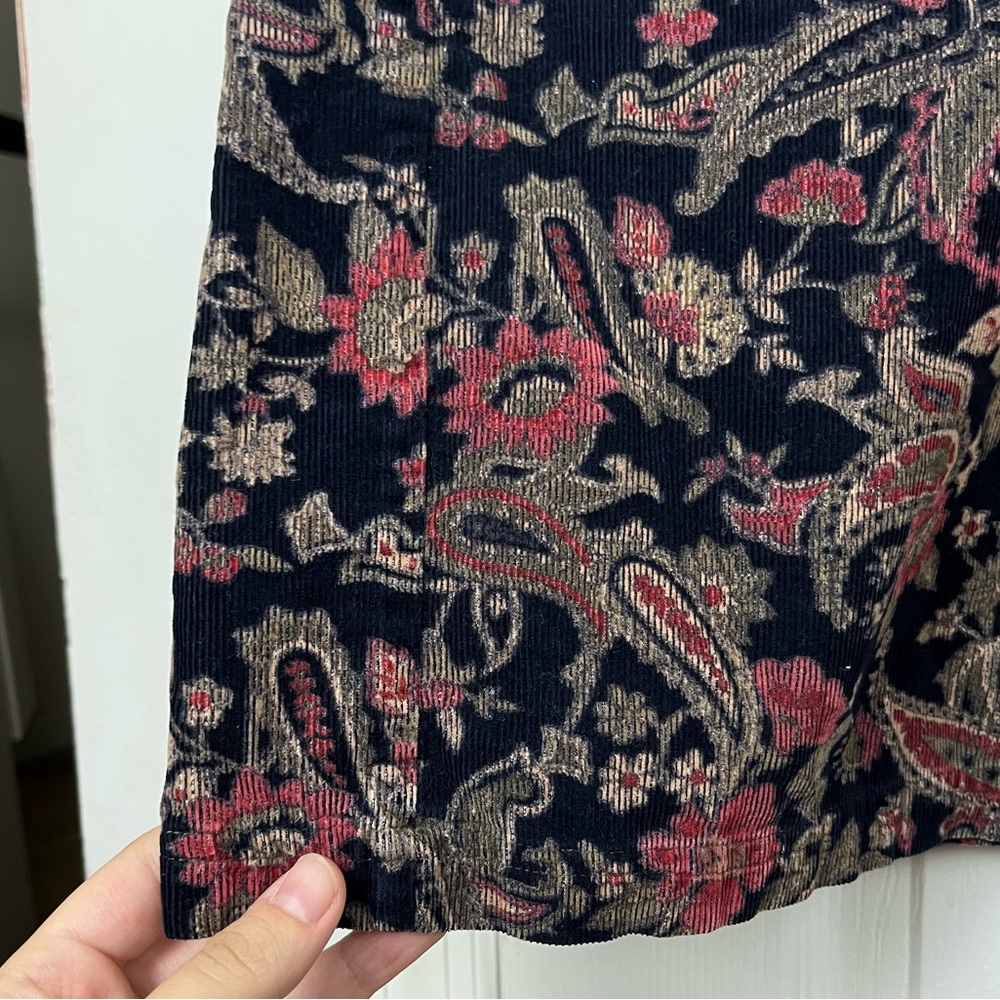 Vintage Bentley Floral Paisley Fine Ribbed Corduroy Midi-Maxi Jumper Dress - Picture 5 of 6